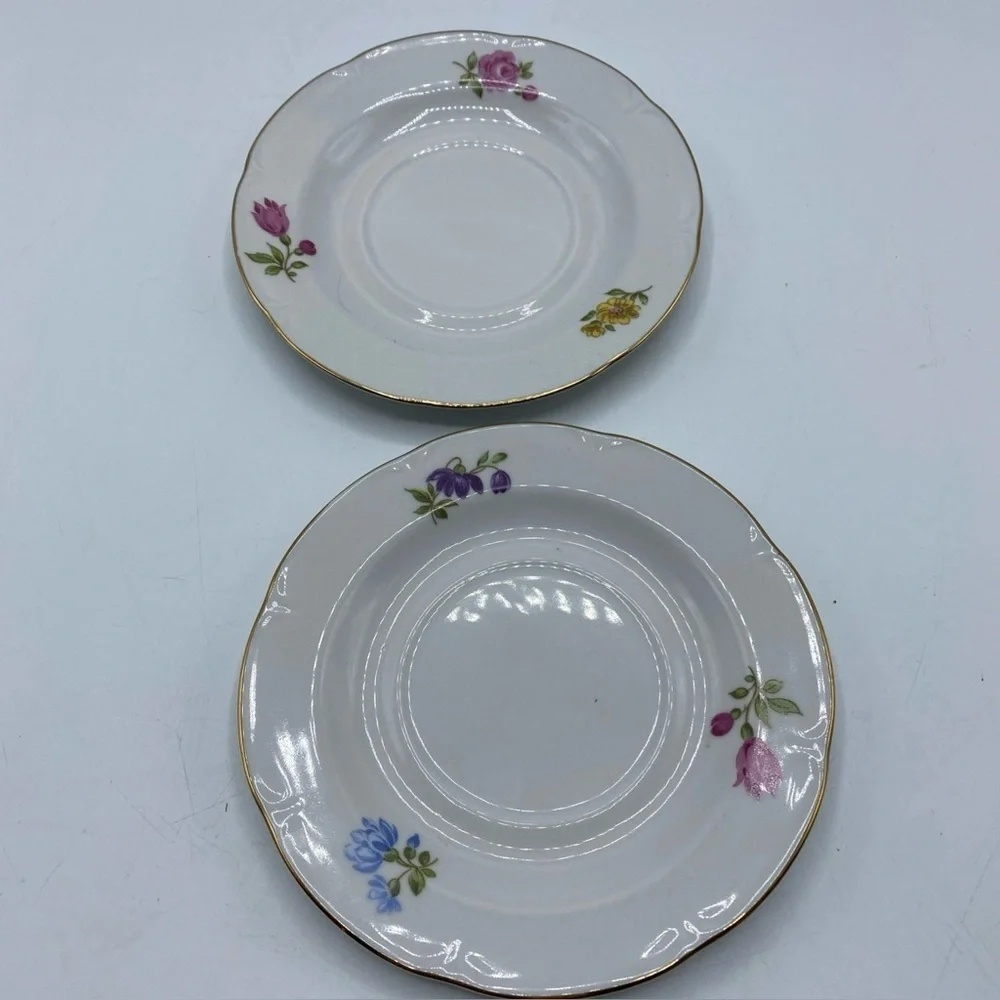 JLMENAU Graf Von Henneberg Floral Porzellan Saucer E Germany Vintage Set Of 2